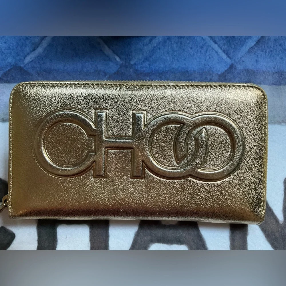 SOLD- Jimmy Choo Bettina Gold Zip Around Wallet - Picture 2 of 16